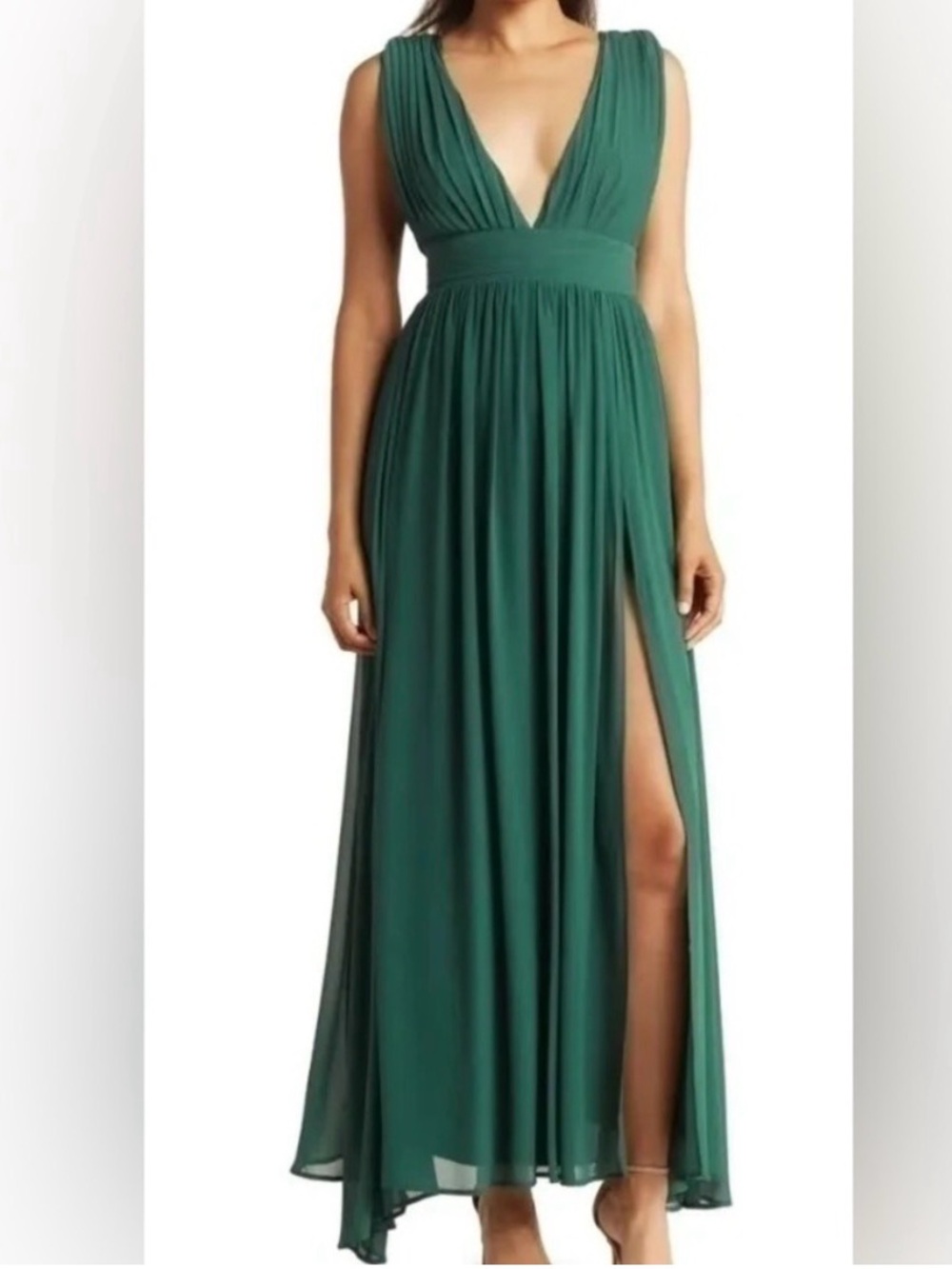 Green v-neck Dress